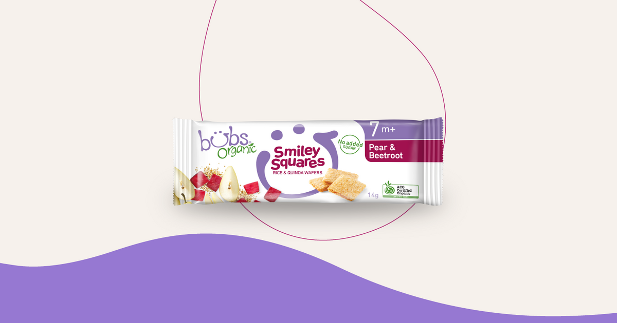 Bubs® Organic Smiley Squares Pear and Beetroot