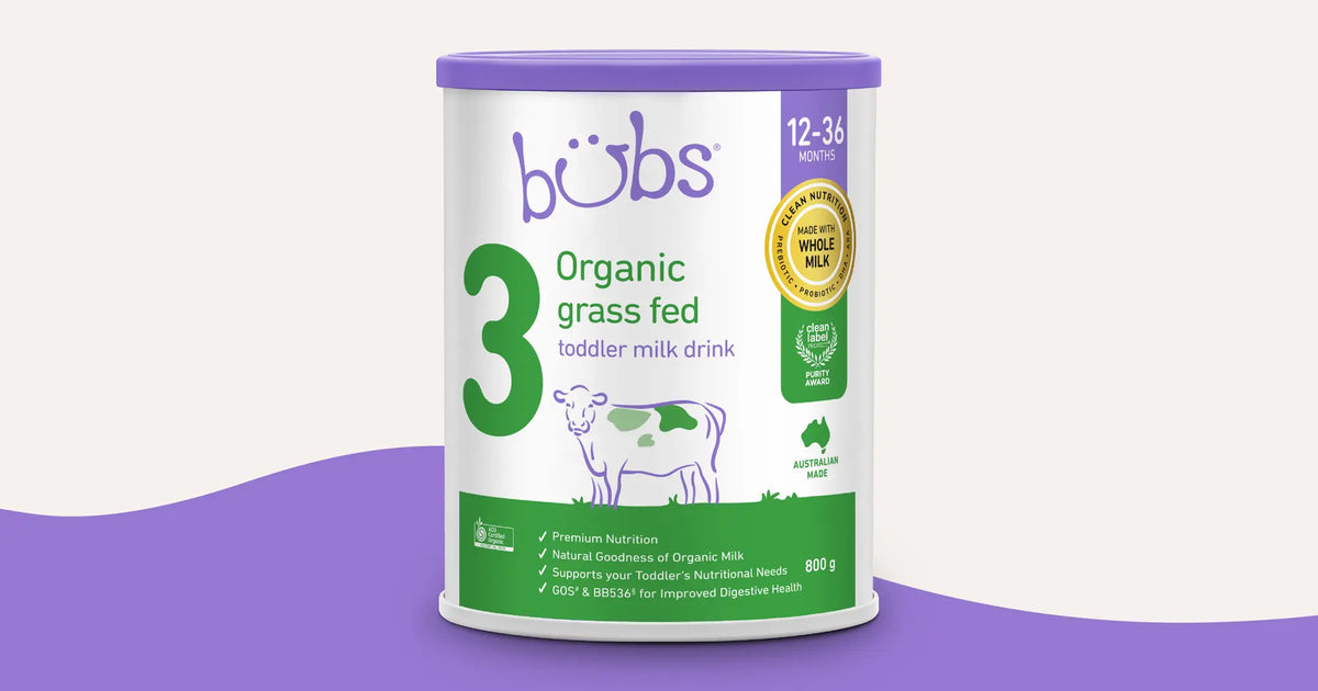 Bubs Organic grass fed ３、800g、12-36ヵ月、3缶 Bubs Organic® Grass Fed Toddler Milk Stage 3 – Bubs Australia