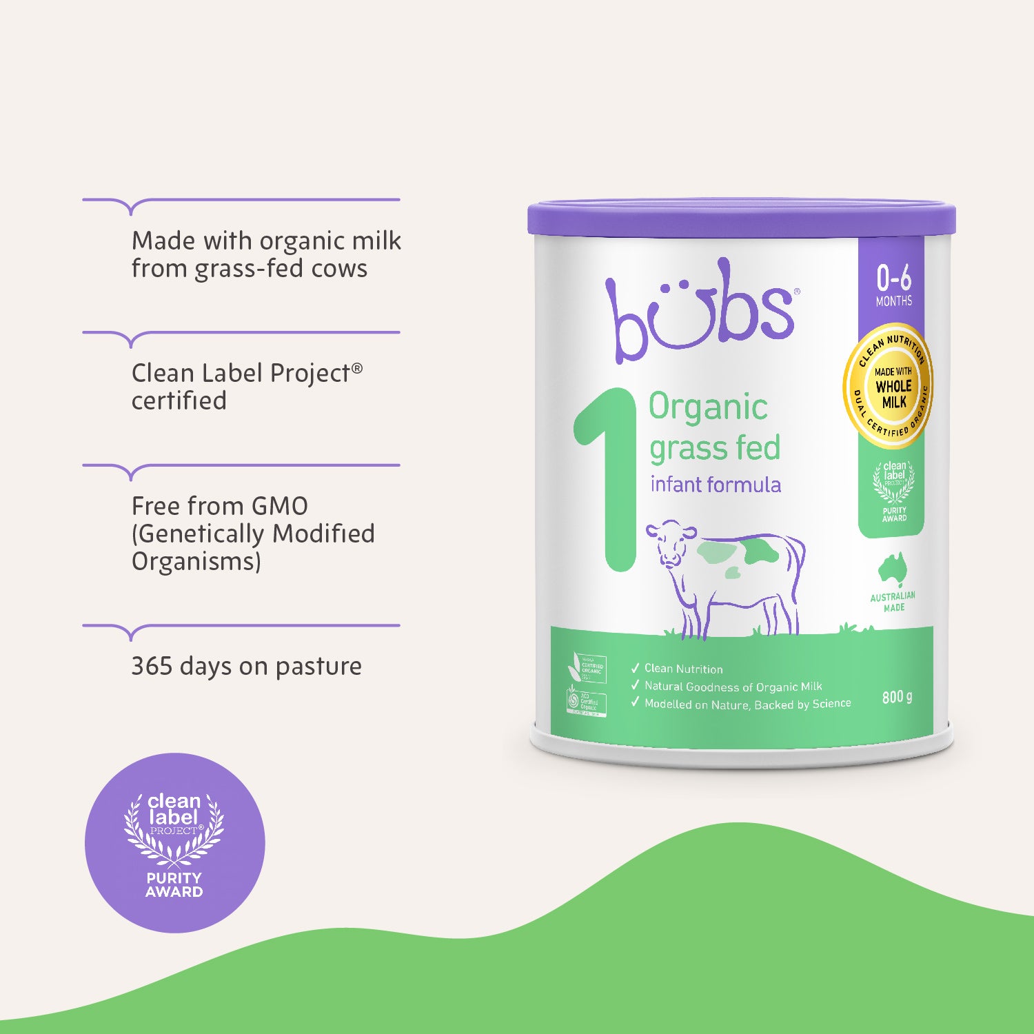Bubs Organic® Grass Fed Infant Formula Stage 1 Bubs Australia