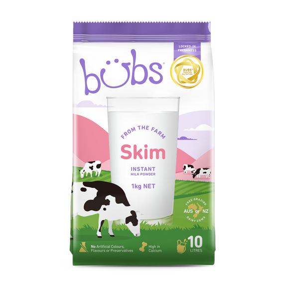 Bubs® Family Nutrition Skim Milk Powder 1kg bag