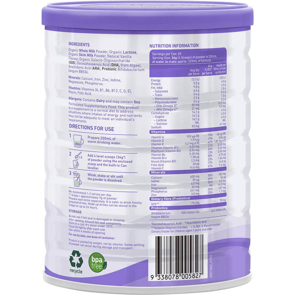 Bubs® Organic Grass Fed Junior Nutrition Drink – Bubs Australia bubs goat milk(800g)